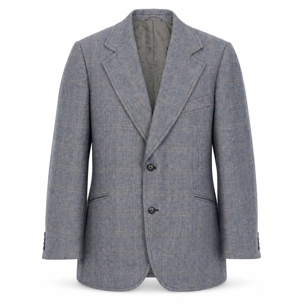 John Collins Mens Blue Check Jacket Blazer Size L Button