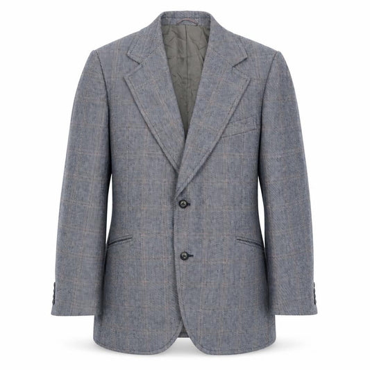 John Collins Mens Blue Check Jacket Blazer Size L Button