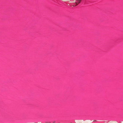 Oasis Womens Pink Floral Polyester Basic T-Shirt Size M Round Neck