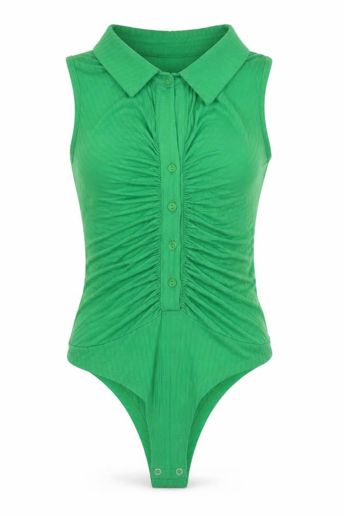 Select Womens Green Polyester Bodysuit One-Piece Size M Snap