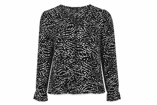 Marks and Spencer Womens Black Polka Dot Polyester Basic Blouse Size 10 V-Neck