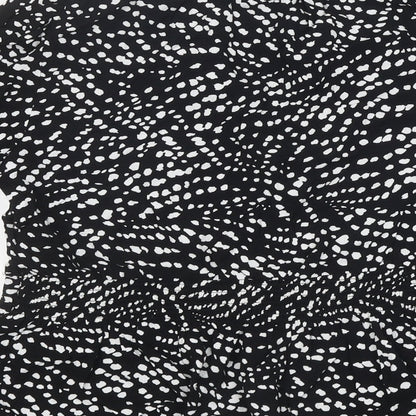 Marks & Spencer Womens Black Polka Dot Polyester Basic Blouse Size 10 V-Neck