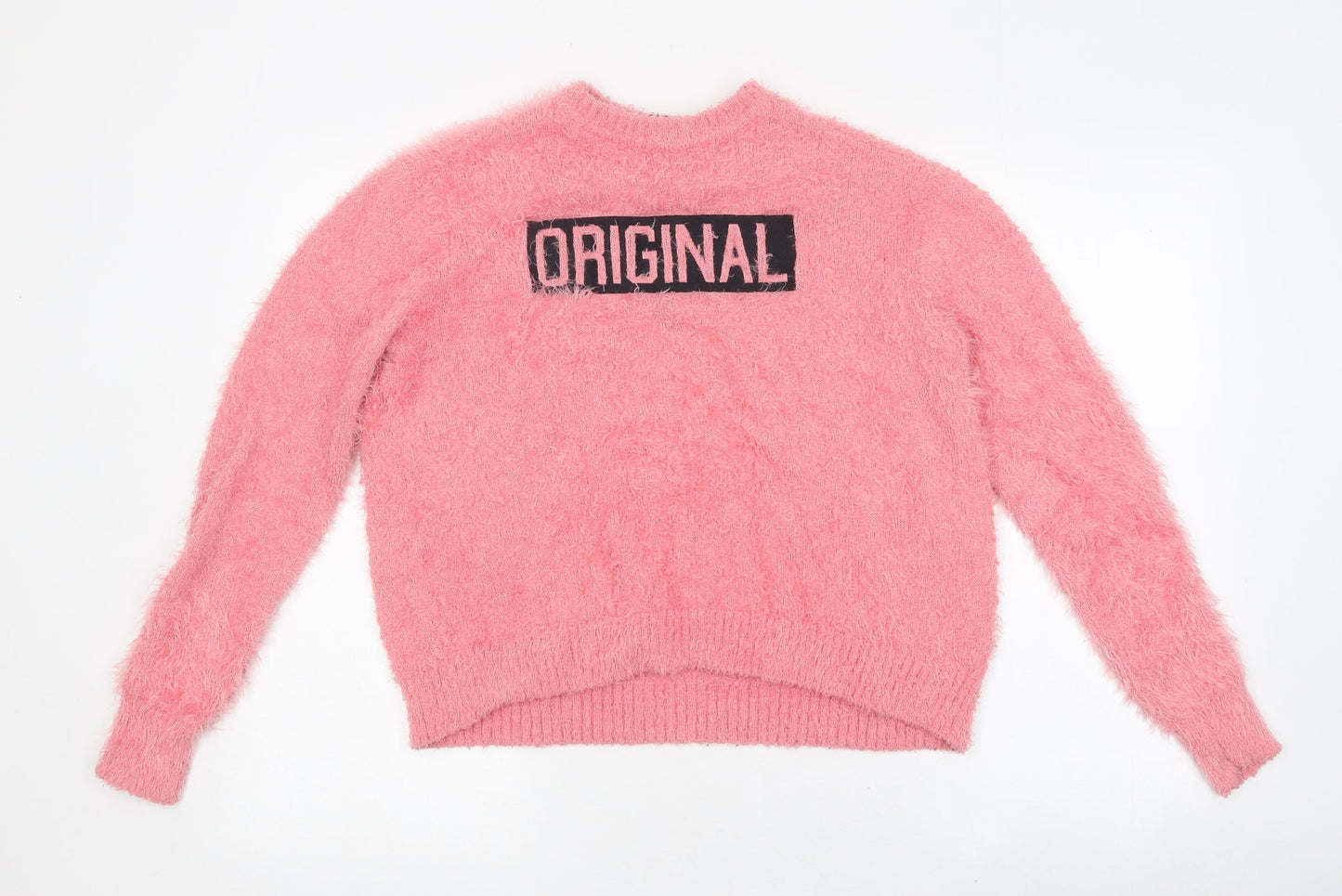 Marks and Spencer Womens Pink Round Neck Polyester Pullover Jumper Size M - Original