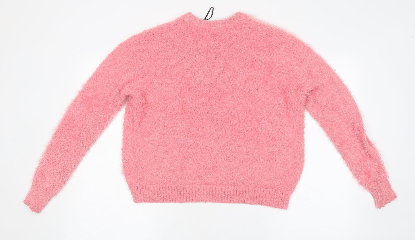 Marks and Spencer Womens Pink Round Neck Polyester Pullover Jumper Size M - Original
