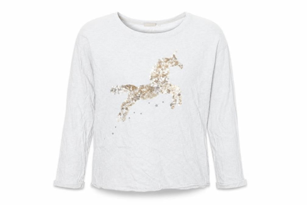 NEXT Girls Grey Cotton Basic Casual Size 12 Years Crew Neck Pullover - Unicorn
