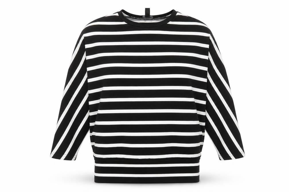 New Look Womens Black Crew Neck Striped Polyester Pullover Jumper Size S