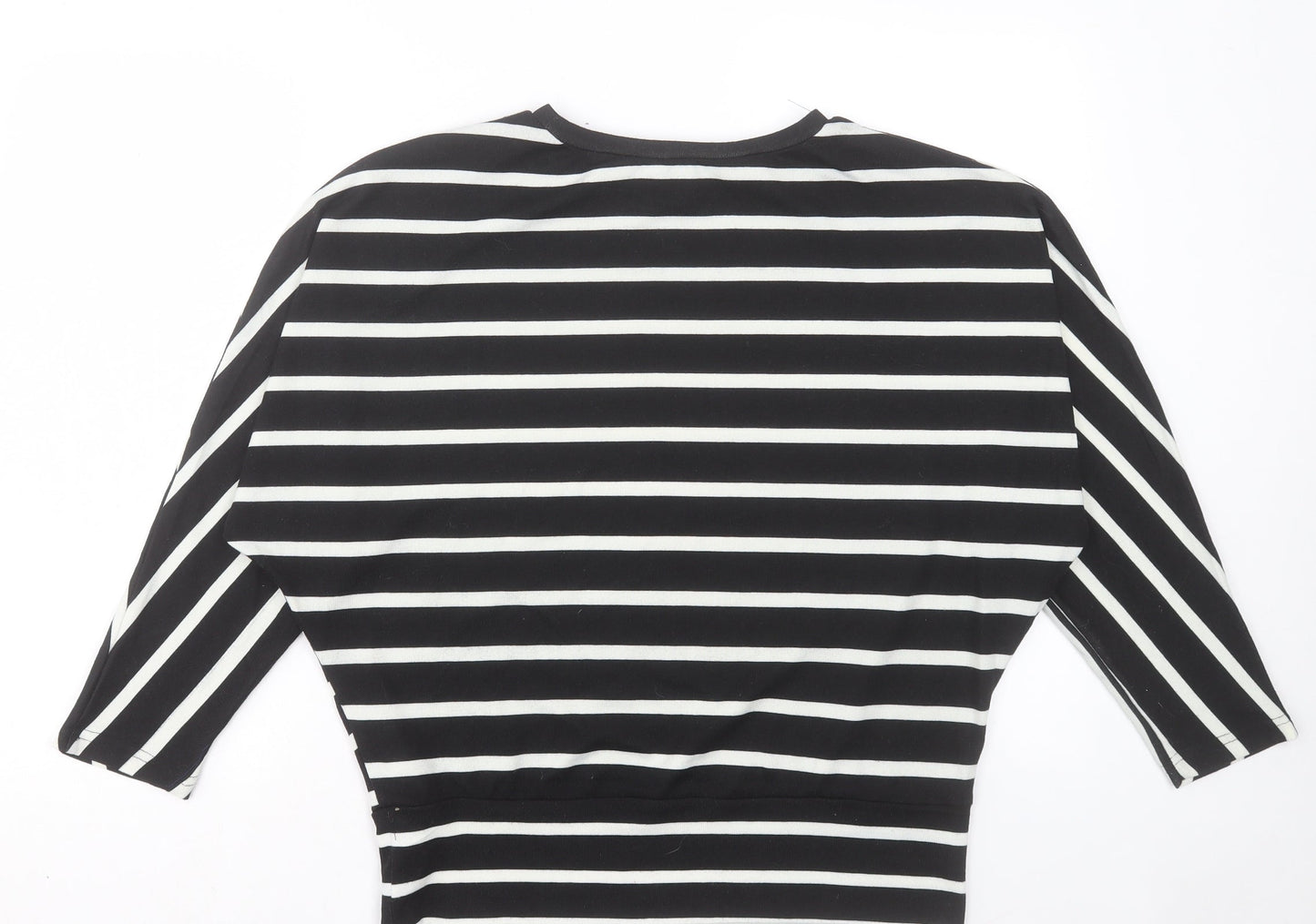 New Look Womens Black Crew Neck Striped Polyester Pullover Jumper Size S