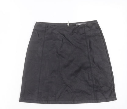 Primark Womens Black Polyurethane A-Line Skirt Size 8 Zip