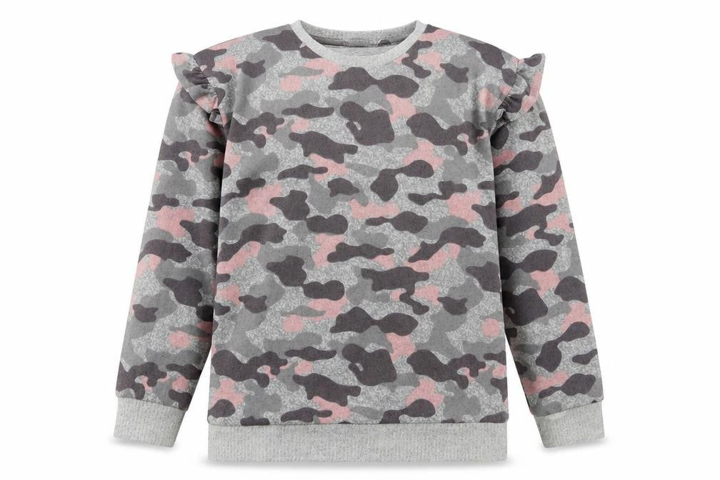 F&F Girls Pink Camouflage Polyester Basic Casual Size 12-13 Years Crew Neck Pullover