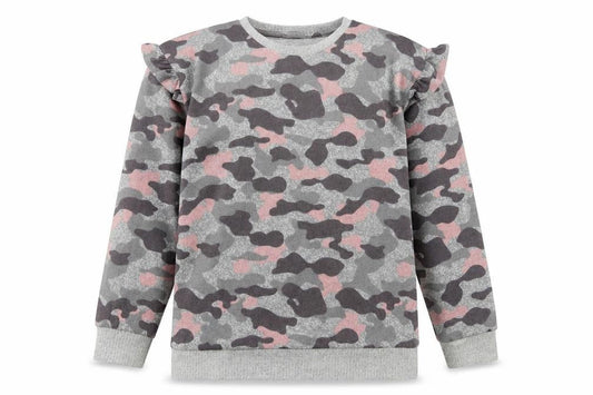 F&F Girls Pink Camouflage Polyester Basic Casual Size 12-13 Years Crew Neck Pullover