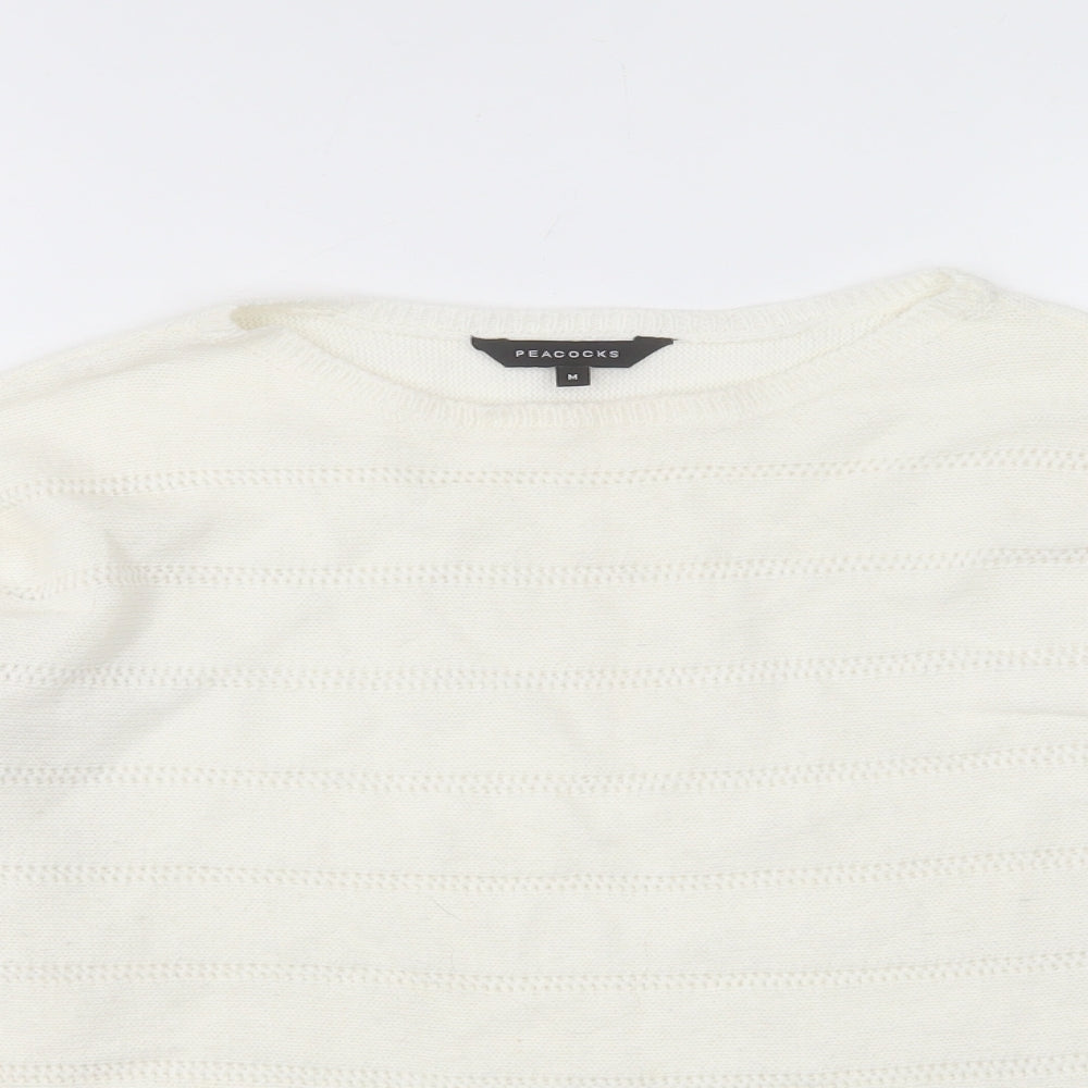 Peacocks Womens Ivory Crew Neck Acrylic Pullover Jumper Size M