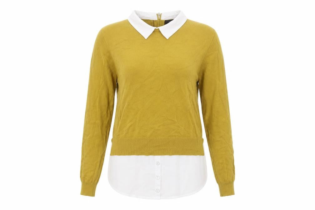 Atmosphere Womens Yellow Collared Viscose Pullover Jumper Size 14