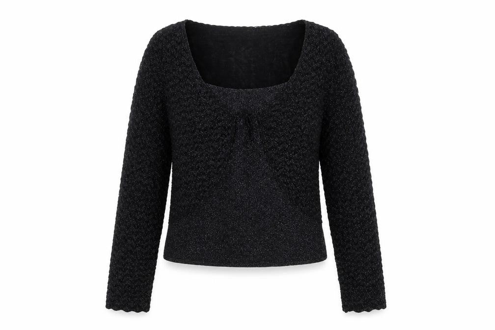 EWM Womens Black V-Neck Acrylic Pullover Jumper Size L