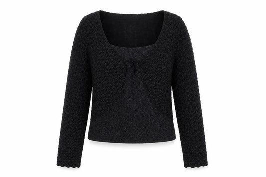 EWM Womens Black V-Neck Acrylic Pullover Jumper Size L