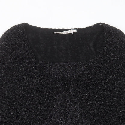 EWM Womens Black V-Neck Acrylic Pullover Jumper Size L
