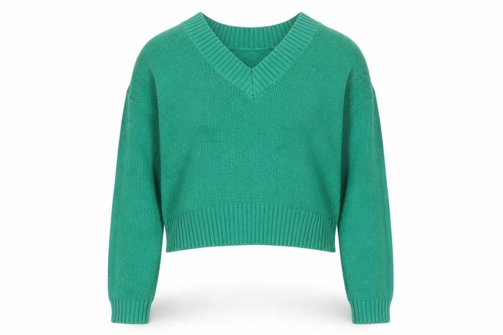 American Eagle Womens Green V-Neck Acrylic Pullover Jumper Size 2XS