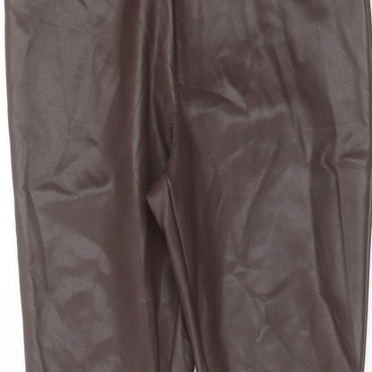 Tu Womens Brown Polyurethane Trousers Size 12 L29 in Regular