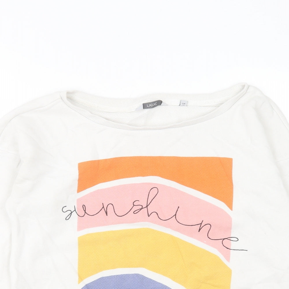 NEXT Womens White Cotton Pullover Sweatshirt Size 6 Pullover - Sunshine