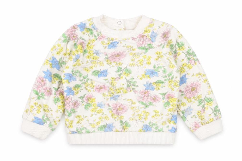 M&Co Girls Multicoloured Floral Cotton Basic Casual Size 3-6 Months Crew Neck Button