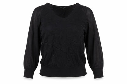 French Connection Womens Black V-Neck Cotton Pullover Jumper Size XS