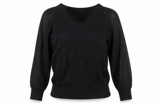 French Connection Womens Black V-Neck Cotton Pullover Jumper Size XS