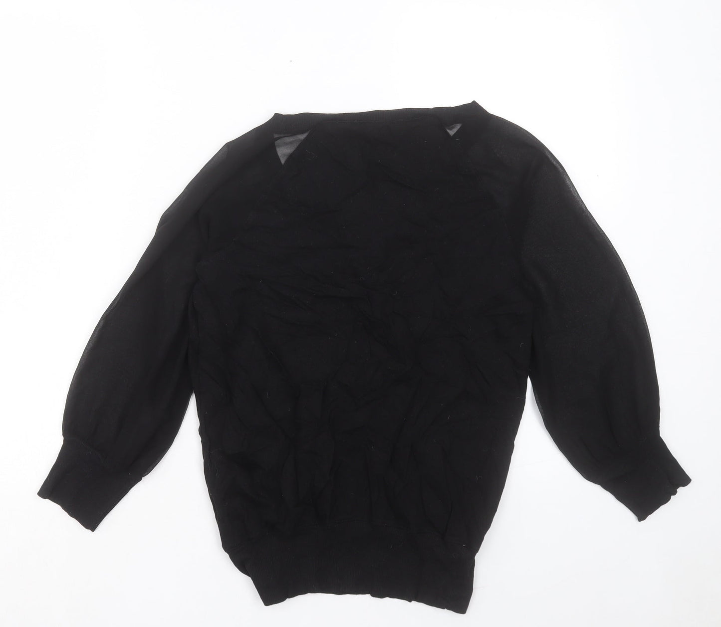 French Connection Womens Black V-Neck Cotton Pullover Jumper Size XS