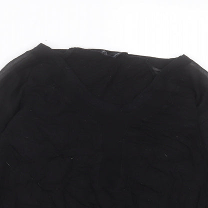 French Connection Womens Black V-Neck Cotton Pullover Jumper Size XS