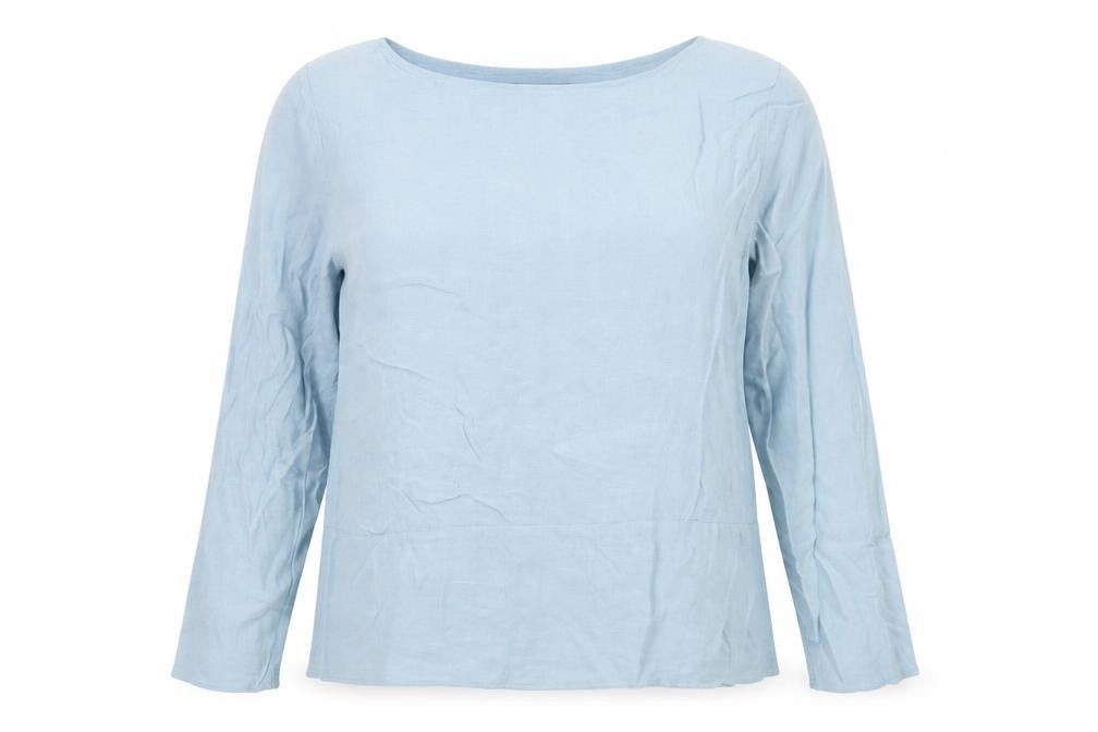 Marks & Spencer Womens Blue Viscose Basic Blouse Size 14 Boat Neck - Back Slit