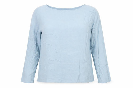 Marks and Spencer Womens Blue Viscose Basic Blouse Size 14 Boat Neck - Back Slit