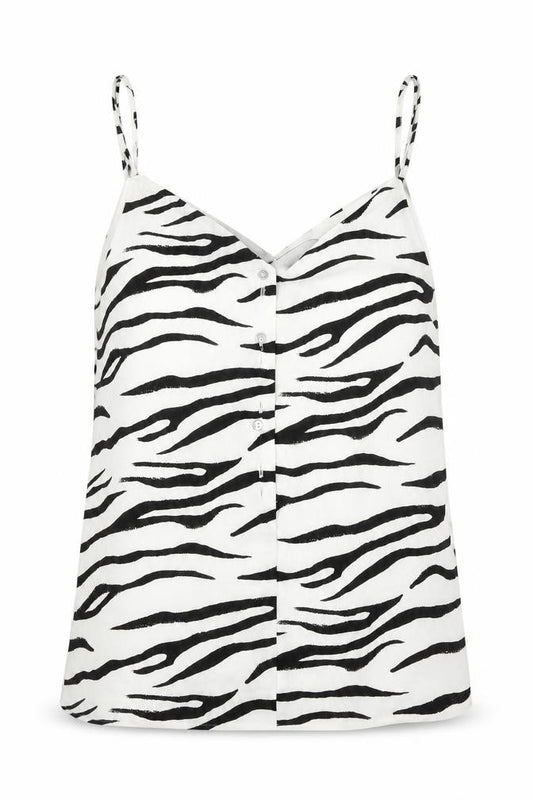 M&S Womens White Animal Print Polyester Camisole Tank Size 6 V-Neck - Zebra Print