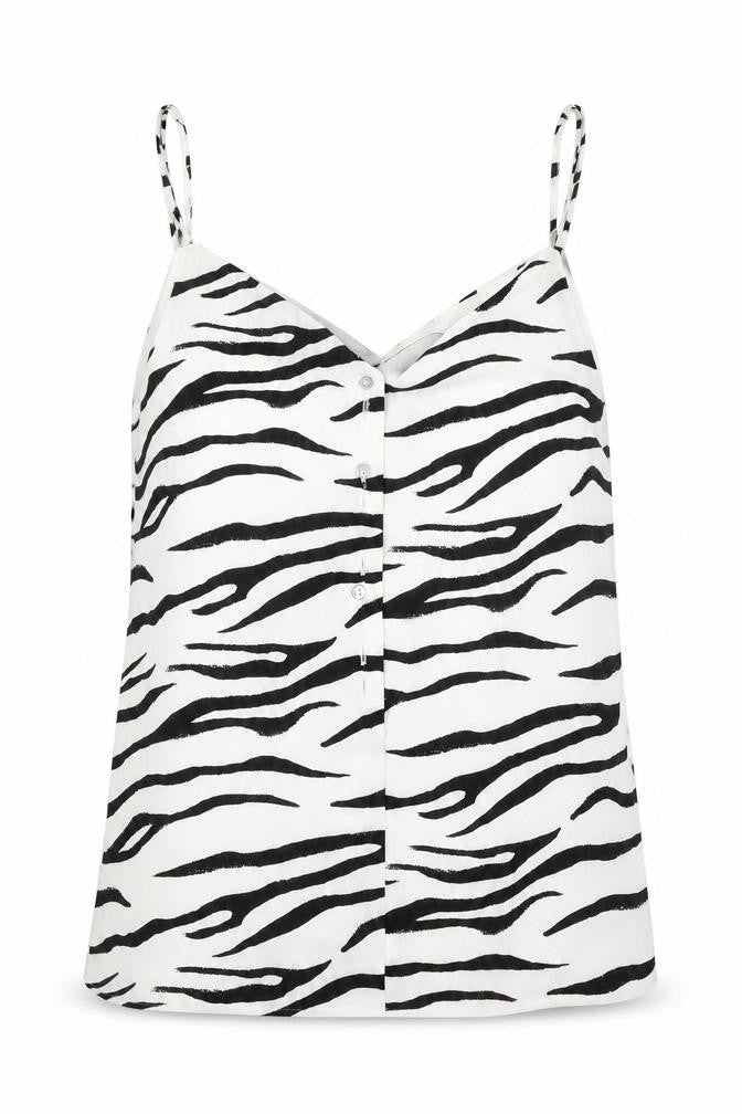 Marks & Spencer Womens White Animal Print Polyester Camisole Tank Size 6 V-Neck - Zebra Print
