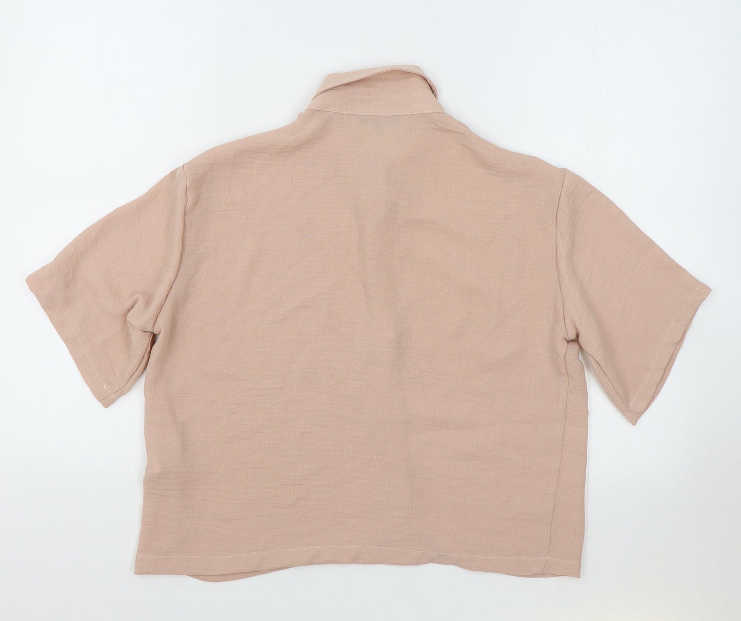 Peacocks Womens Pink Polyester Cropped Button-Up Size 10 Collared