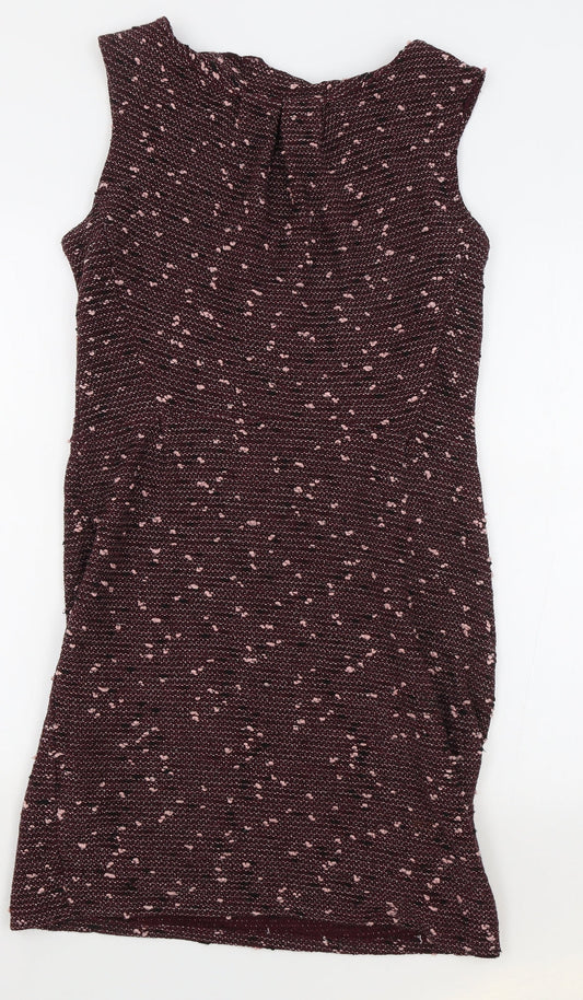 Therapy Womens Red Cotton A-Line Size 14 Boat Neck Zip