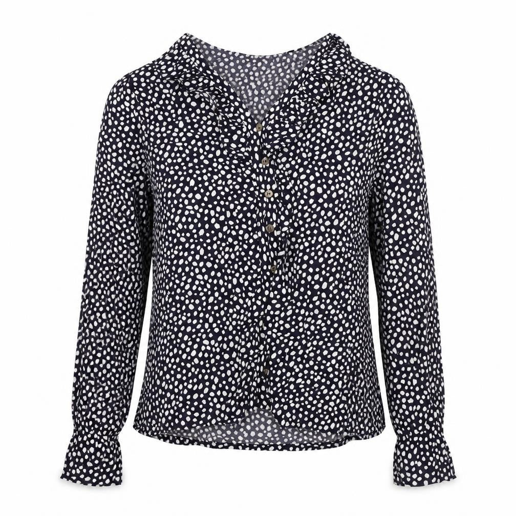 Marks & Spencer Womens Black Polka Dot Viscose Basic Blouse Size 6 V-Neck