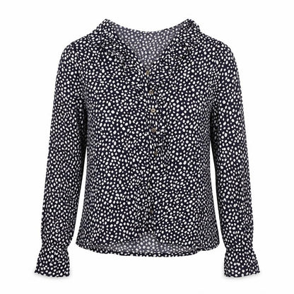 Marks & Spencer Womens Black Polka Dot Viscose Basic Blouse Size 6 V-Neck