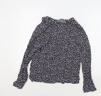 Marks & Spencer Womens Black Polka Dot Viscose Basic Blouse Size 6 V-Neck