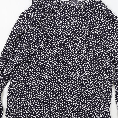 Marks & Spencer Womens Black Polka Dot Viscose Basic Blouse Size 6 V-Neck