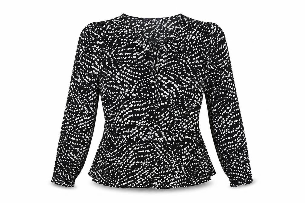 Marks & Spencer Womens Black Polka Dot Viscose Wrap Blouse Size 10 V-Neck