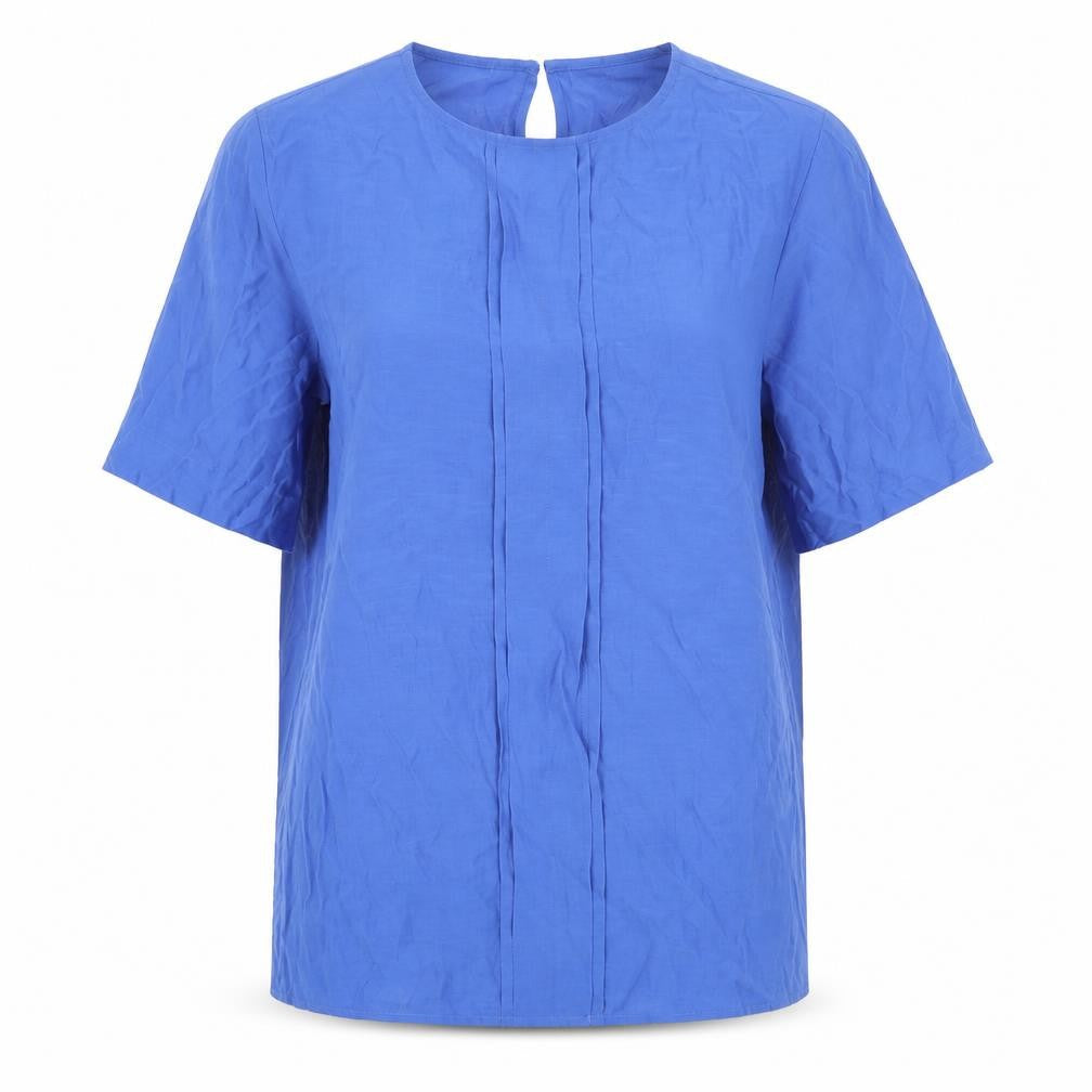 Marks & Spencer Womens Blue Viscose Basic T-Shirt Size 6 Round Neck