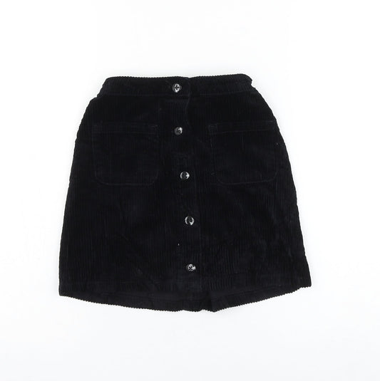 NEXT Girls Black Cotton A-Line Skirt Size 10 Years Regular Button