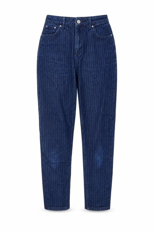 Topshop Womens Blue Striped Cotton Mom Jeans Size 26 in L32 in Regular Zip