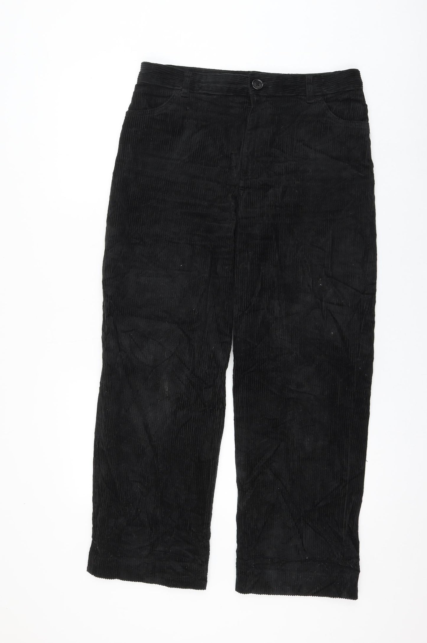 Monki Womens Black Cotton Trousers Size 12 L26 in Regular Zip