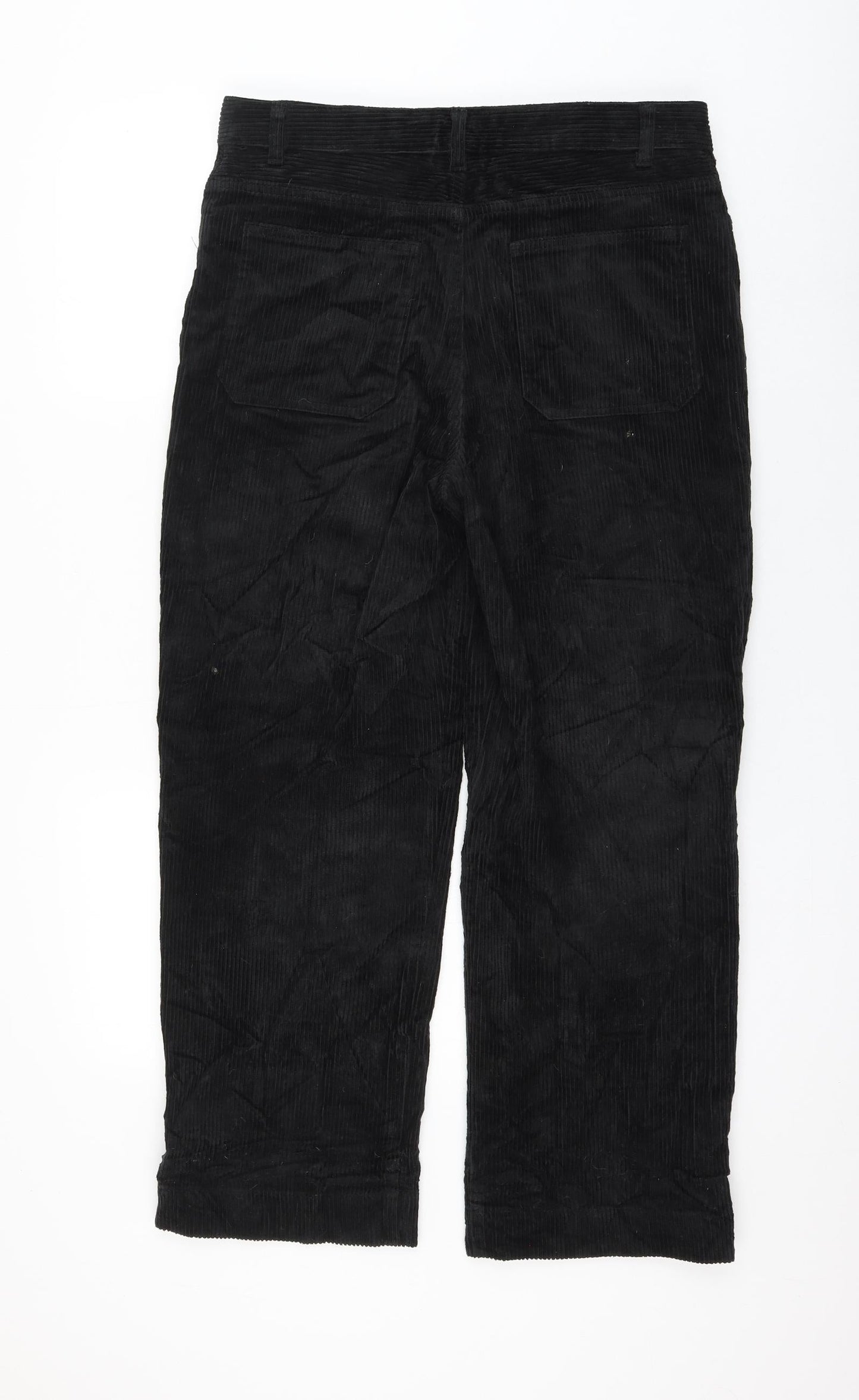 Monki Womens Black Cotton Trousers Size 12 L26 in Regular Zip