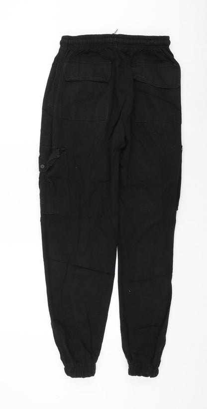 Rising Womens Black Polyester Tapered Jeans Size 8 L28 in Regular Drawstring