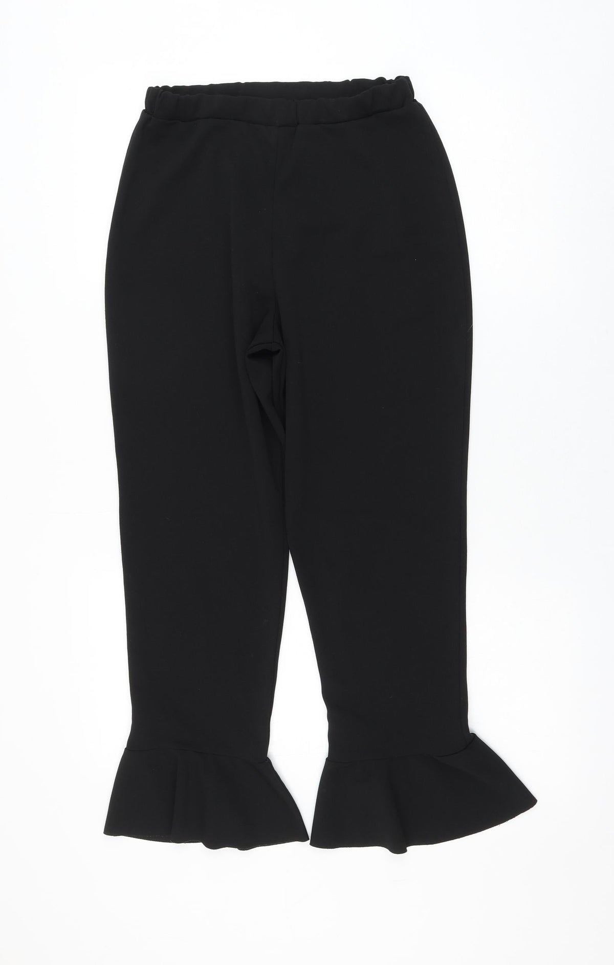 Quiz Womens Black Polyester Cropped Trousers Size 12 L24 in Regular