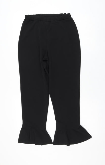 Quiz Womens Black Polyester Cropped Trousers Size 12 L24 in Regular