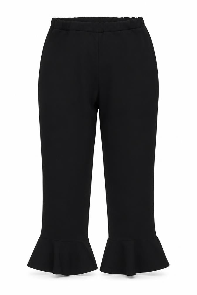 Quiz Womens Black Polyester Cropped Trousers Size 12 L24 in Regular