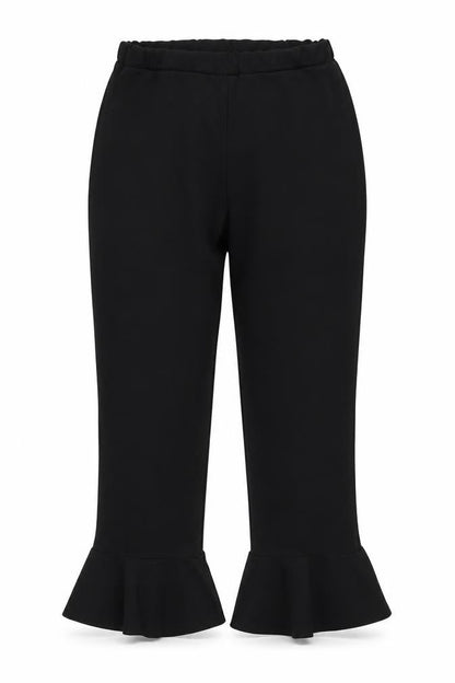 Quiz Womens Black Polyester Cropped Trousers Size 12 L24 in Regular