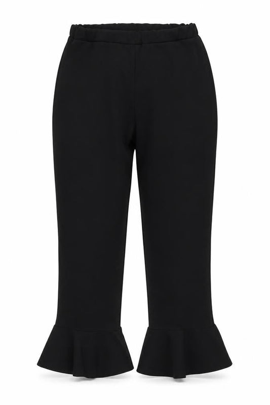 Quiz Womens Black Polyester Cropped Trousers Size 12 L24 in Regular
