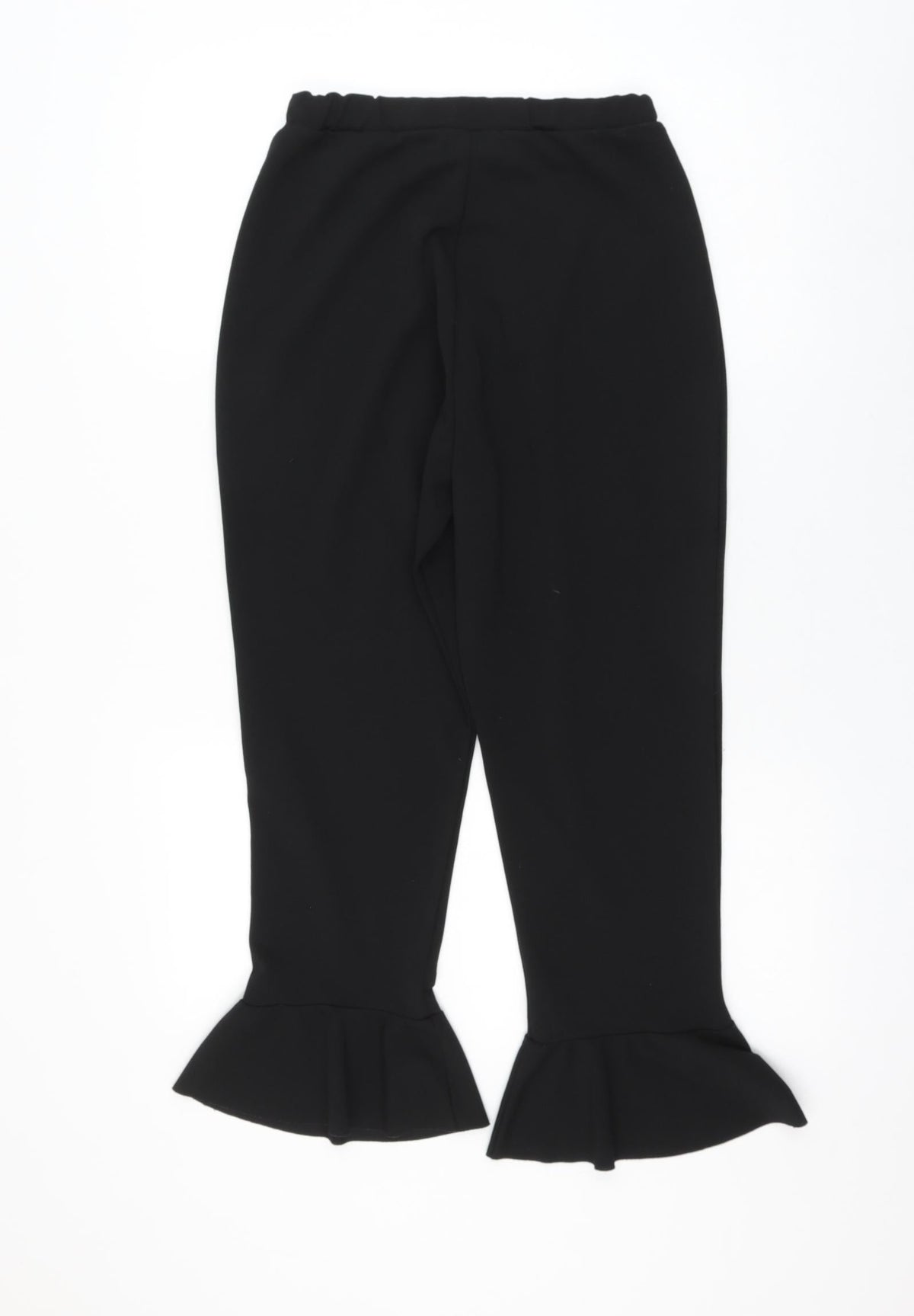 Quiz Womens Black Polyester Cropped Trousers Size 12 L24 in Regular